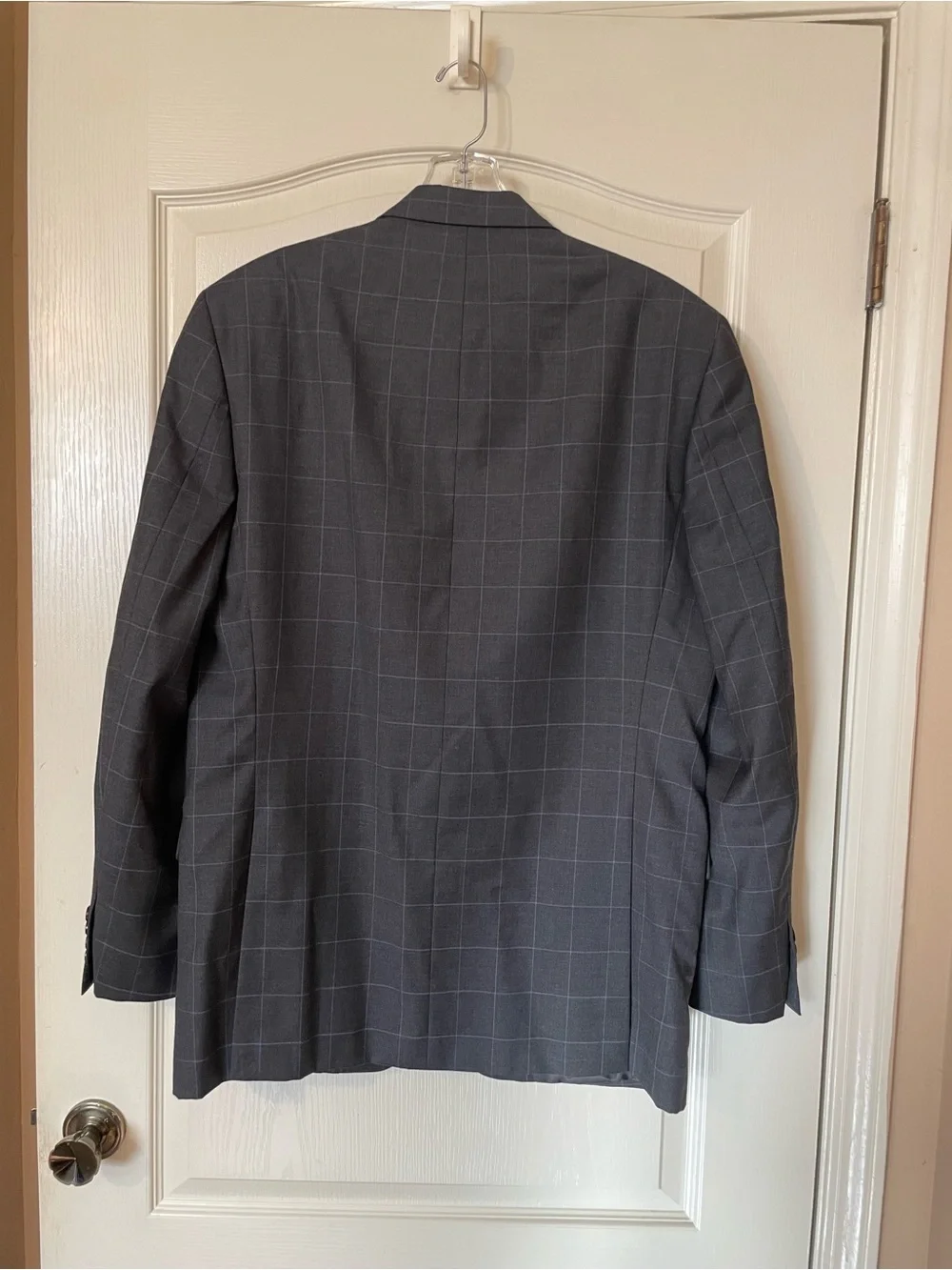 Lauren Ralph Lauren Mens 42L Gray Blue Check 100% Wool Blazer Sport Coat EUC